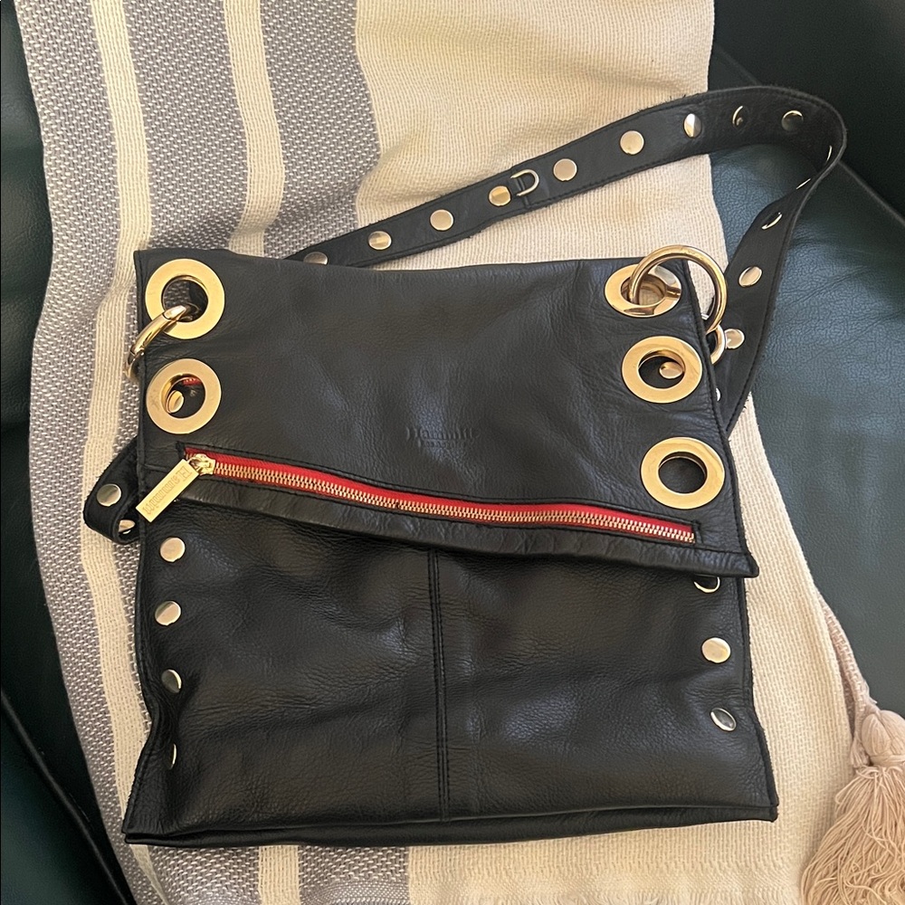 Hammitt Black Shoulder Bag with Gold Accents